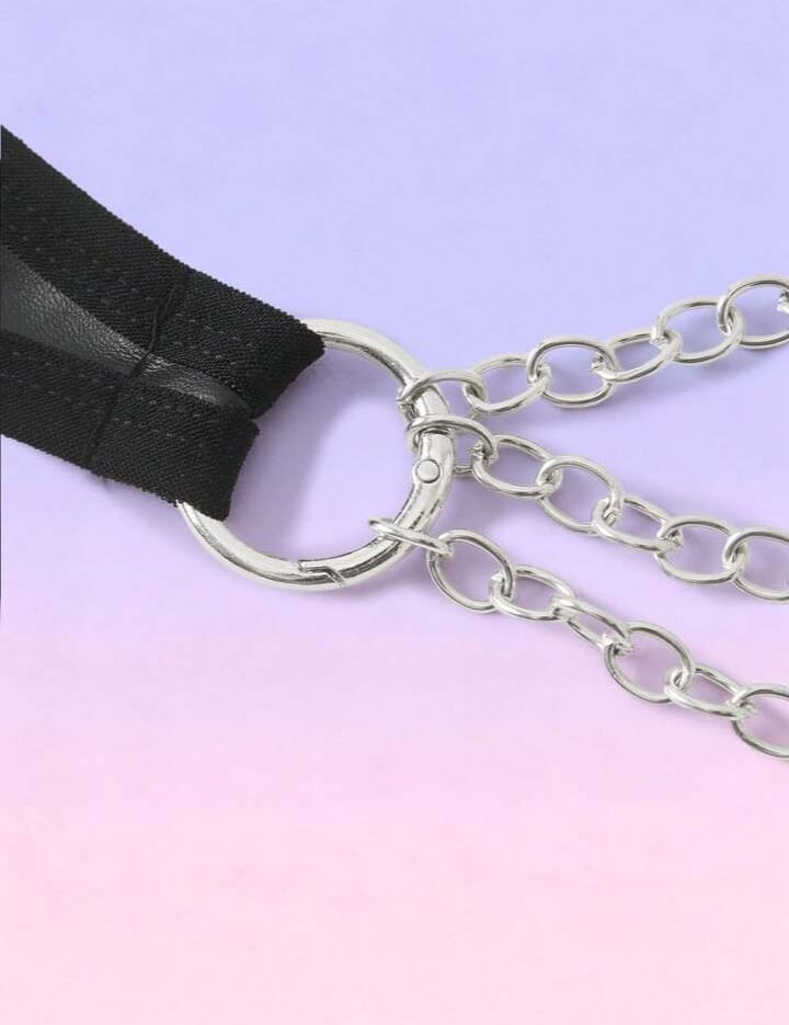 Men's Black Chain Thongs